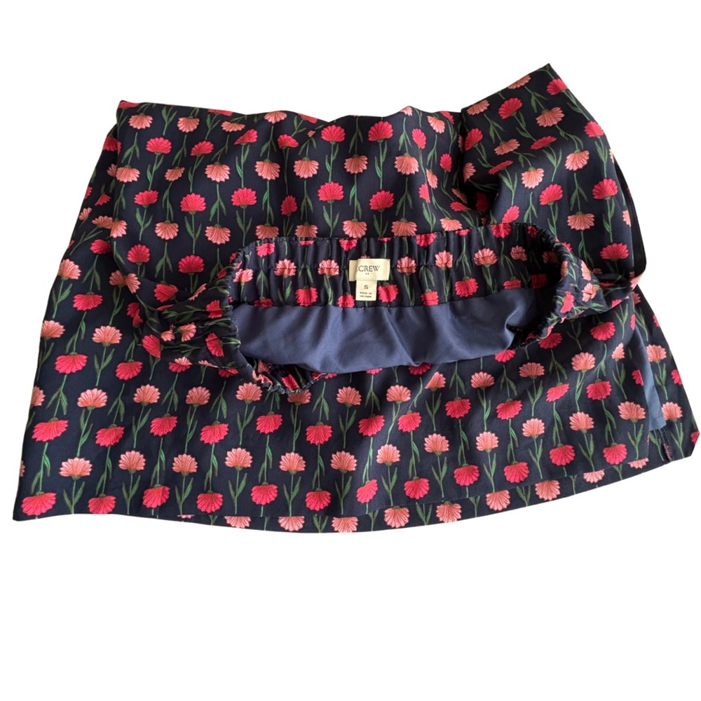 J. CREW Pull-On Pencil Skirt Small Navy Pink Pockets Floral Romantic Block Print - Picture 5 of 7